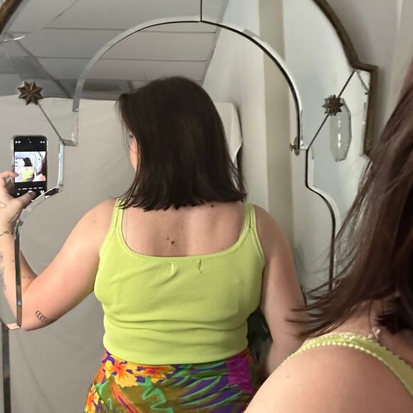 Y2K Cropped Sequined Tank Top Green - Picture 5 of 5